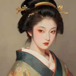female geisha girl, beautiful face, by greg rutkowski, by jeremy mann, digital painting