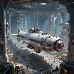 an enormous space-station sprawling city street interior inspired by a nuclear reactor submarine and maschinen krieger, ilm, beeple, star citizen halo, mass effect, 2001 space odyssey, elysium, iron smelting pits, warm saturated colours, atmospheric perspective, dramatic sunset, volumetric light scattering, dustlight, god rays, dust