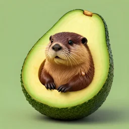 digital art of a muskrat inside an avocado