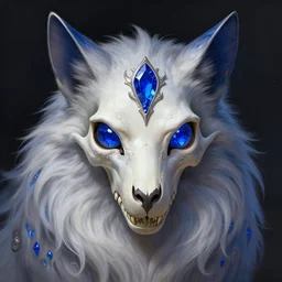 stunning god of feline skull portrait, skull, furry, sapphire, fantasy, intricate, elegant, highly detailed, digital painting, artstation, concept art, smooth, sharp focus, illustration, art by afshar petros and krenz cushart and artem demura and tony sandoval
