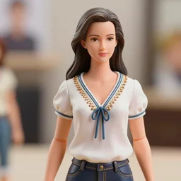still figurine of arnold schwarzenegger wearing an elegant summer blouse, female personification!!, official store photo, commercial photo, featured on amiami, 8 k, 8 5 mm, f. 1 4, beautiful composition,