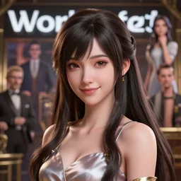worksafe. insanely detailed. by wlop, ilya kuvshinov, krenz cushart, greg rutkowski, pixiv. zbrush sculpt, octane, maya, houdini, vfx. closeup gorgeous young cg gentle girlish feminine sissy boy with long hair, twintails hairstyle, wearing silk dress, friendly smiling, in luxury advertisement. cinematic dramatic atmosphere, sharp focus, volumetric lighting