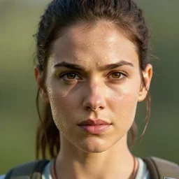 dew, dew covers lara croft's face, focus on her face, sunlight