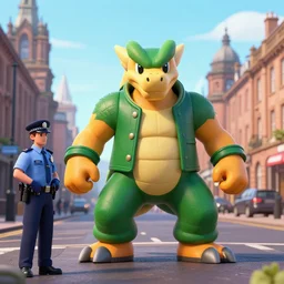 Limmy as solid snake ballooning a policeman in Glasgow.
