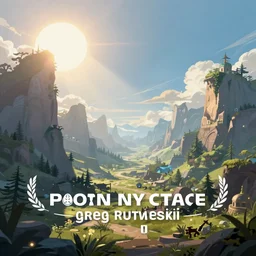 point and click adventure game background fantasy digital painting by greg rutkowski sun