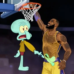 lebron james dunking on squidward