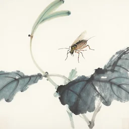 qi baishi's chinese painting, insect and plant
