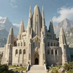 Dwarven fortress in the mountains | dwarven architecture | art deco | monumental
