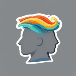a logo of a grey head with bright colorful waves coming out of it,