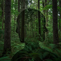 faces hiding in the forest