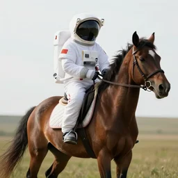 horse riding on a cosmonaut photorealistic