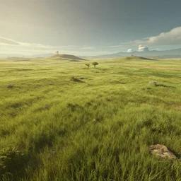 prairie in the rural midwest, sci - fi concept art, in the style of no man's sky