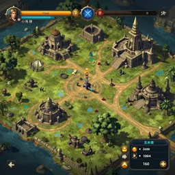 game screen showing the map and scenario of breath of fire 4 by jama jurabaev, cel shaded, cinematic shot, trending on artstation, high quality, brush stroke, old civilization