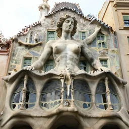 “a woman body, with the shape of a woman, is a incredible building like an sculpture, photorealism, Gaudi Style”