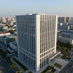 aerial view of a spectacular class a suburban office building with clean modern design