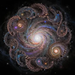 beautiful, complex, chaotic, and interwoven fractals reveal the whole of the universe, space, and time, mandelbrot, outer space, high resolution galaxy
