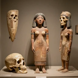 artists reconstruction of an elongated skull paracas woman