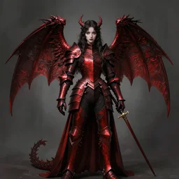 angel knight gothic girl in dark and red dragon armor. by gaston bussiere, by rembrandt, 1 6 6 7,
