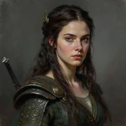 perfectly - portrait of a beautiful female druid netflix character, noir movie poster style, intricate, highly detailed, digital painting, loose brush strokes, realistic shaded lighting, artstation, concept art, smooth, sharp focus, illustration, realism, oil painting, unreal engine 5, 8 k, art by peter mohrbacher and sam spratt