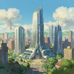 futuristic modern city, octane rendering, trending on artstation, studio ghibli, michael whealan and james gurney