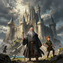 photo cartoon illustration comics manga painting of gandalf's castle, fantasy environement, digital painting, unreal engine, 8 k, volumetric lighting, contrast by john kirby by carl warner and jim woodring, trending on artstation