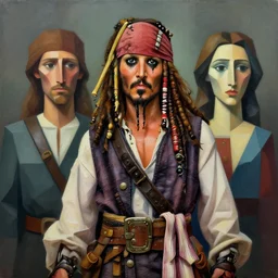 3 d cell shaded portrait painting of jack sparrow, 3 d cell shaded cubism, in the style of picasso 3 d cell shaded, elegant, highly detailed, artstation, art by picasso 3 d cell shaded unreal engine