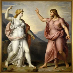 painting of Jesus having a debate with Aphrodite