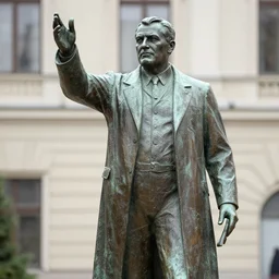 a bronze statue of victor orban, outdoor