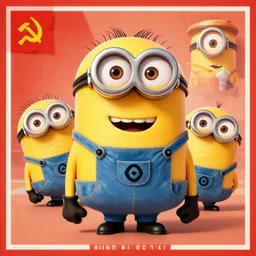 Soviet propaganda poster of Minions from Dispicable Me