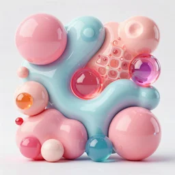 pastel 3 d cgi elastic set design glass gum soft shapes visual design digital render abstract hyperdetailed realistic patterns intricate detail artgerm rutkowski 8 k