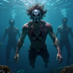 biohazard man underwater kojima, hyperdetailed, digital art, trending in artstation, cinematic lighting, studio quality, smooth render, unreal engine 5, octane render, art style by klimt and nixeu and ian sprigger and wlop and krenz cushart