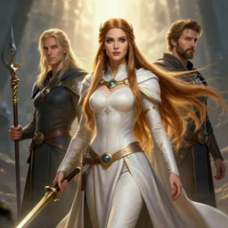 A beautiful female dnd cleric with long flowing hair by WLOP, ross tran and larry elmore