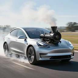Steam engined Tesla model 3