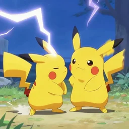 pikachu attacking a human with thunderbolt