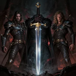 a photograph of a sword possessed by the spirit of evil, in the style of android jones and zdzislaw beksinki, dramatic lighting