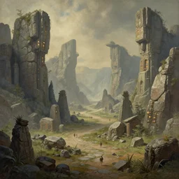 The Sci-Fi stone landscape wallpaper, d&d art, fantasy, painted, 4k, high detail, sharp focus