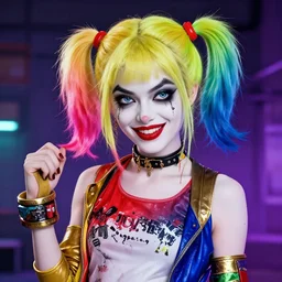 lofi biopunk portrait harley quinn as shehulk, pixar style, by tristan eaton stanley artgerm and tom bagshaw.
