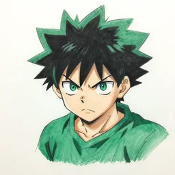Pencil painting of Izuku Midoriya angry