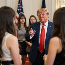 donald trump talks to anime girls, professional photo