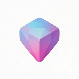 gradient logo of a single gem shaped like a cube, flat design, modern, grainy, neumorphism
