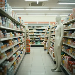 cinestill 5 0 d photograph of the inside of an empty convenience store, liminal space, lonely, mannequins, 3 5 mm, raw, unedited, cinema 4 d, cinematic