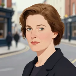 head and shoulder portrait of a irish woman on a street in dublin. otto duecker illustration. extreme kodak portra effect