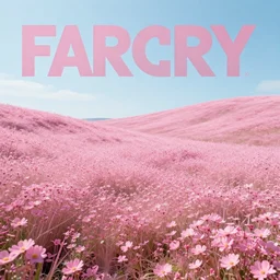 a landscape of farcry new dawn pink flowers , photorealistic, trending on artstation