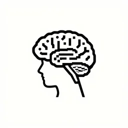 inked minimalist logo icon for a wandering mind perceptual decoupling, one person, brain filter pixelated, retro psychology, victo ngai, kilian eng, lois van baarle