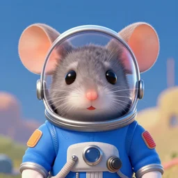 a masterpiece portrait of a cute adorable mouse wearing a blue spacesuit, surreal background, digital art by krenz cushart, trending on artstation, cgsociety
