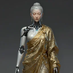 Ultrarealistic illustration female buddhist monk cyborg, cyberpunk, sci-fi fantasy,intricate,elegant,highly detailed, digital painting, artstation, concept art