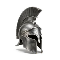 lacquered spartan helmet, 8k product photo, isolated on a pure white background, centered, entire object in frame, sharp focus, soft studio lighting