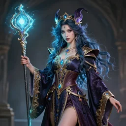 beautiful elemental electric witch with ornate robes and staff, highly detailed, 4 k, hdr, smooth, sharp focus, high resolution, award - winning photo, artgerm, photorealistic