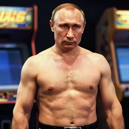 Vladimir Putin shirtless in Virtua Fighter (1994), screenshot, arcade, high detail