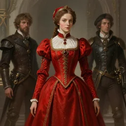 a cinematic scene steampunk joan of arc wearing a red suite, intricate, elegant, highly detailed, digital painting, artstation, concept art, smooth, sharp focus, illustration, art by artgerm and greg rutkowski and alphonse mucha
